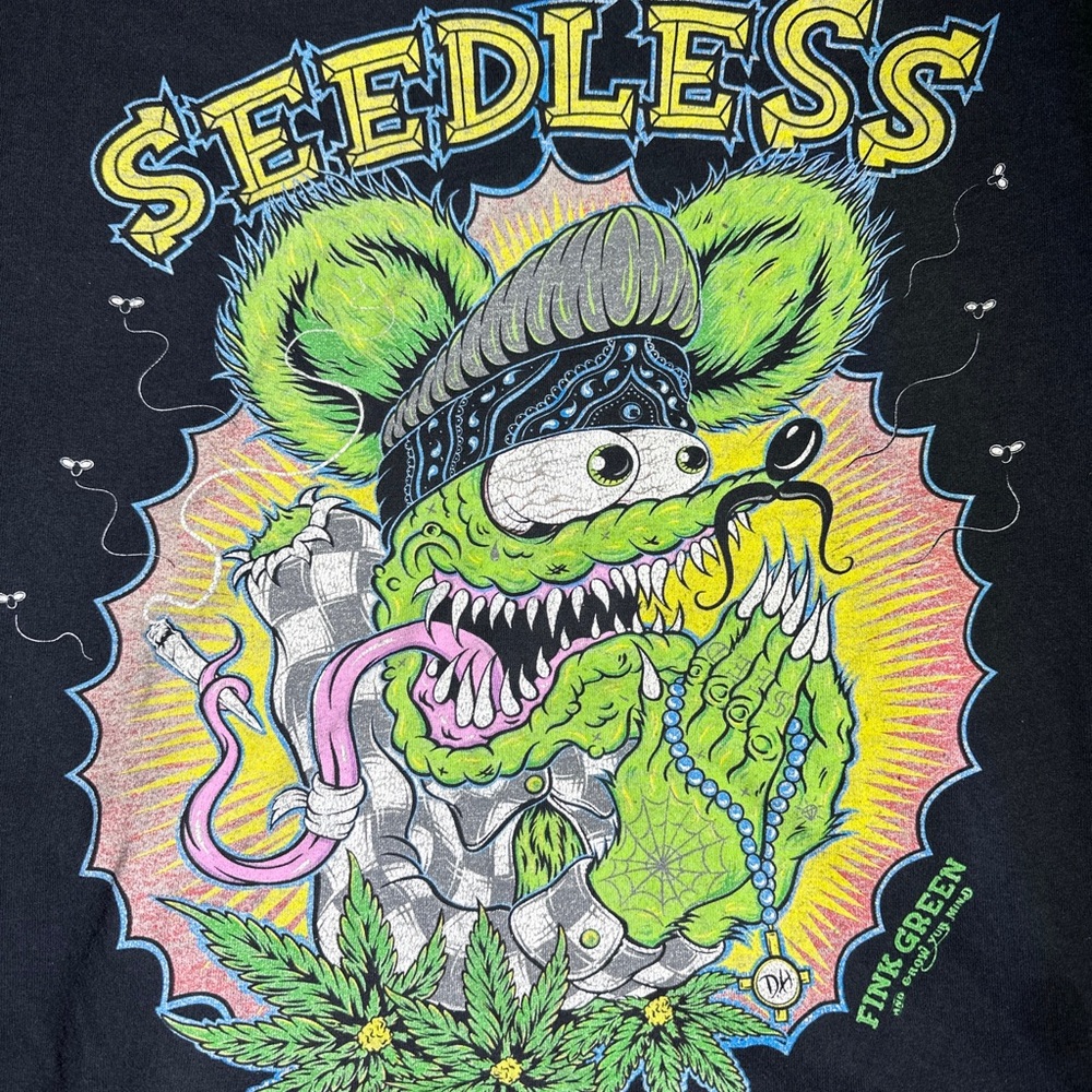 Seedless Clothing "Weed Rat" T-shirt Men's size XL Joint Cannabis Leaves.